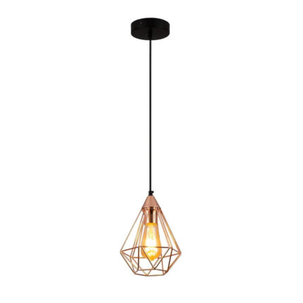 Glamkin Rose Gold Cage Pendant Light – Modern Ceiling Fixture